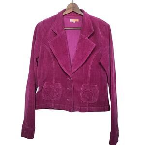 Fuschia Corduroy Fitted Jacket Coat Women's Size Large